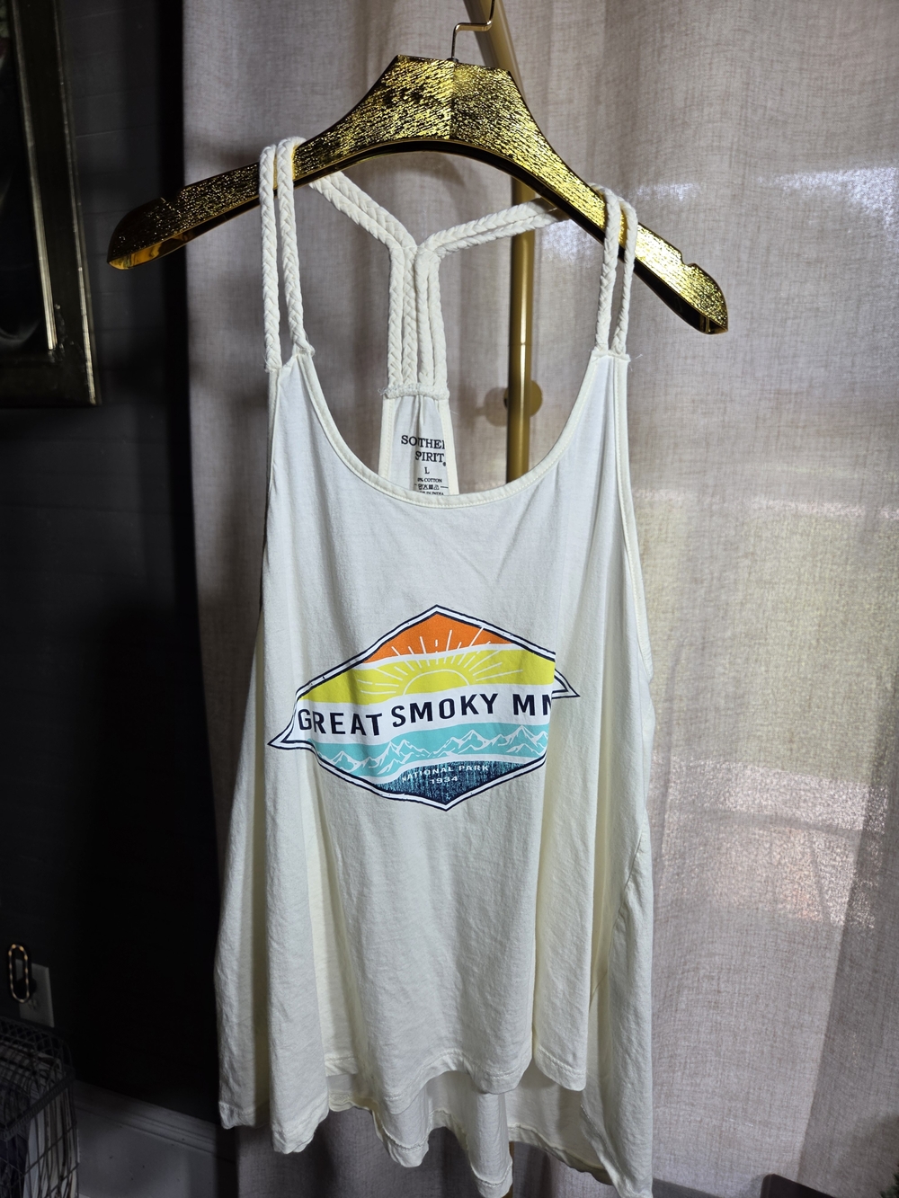 Cream Graphic Tank Top - Great Smoky Mountains